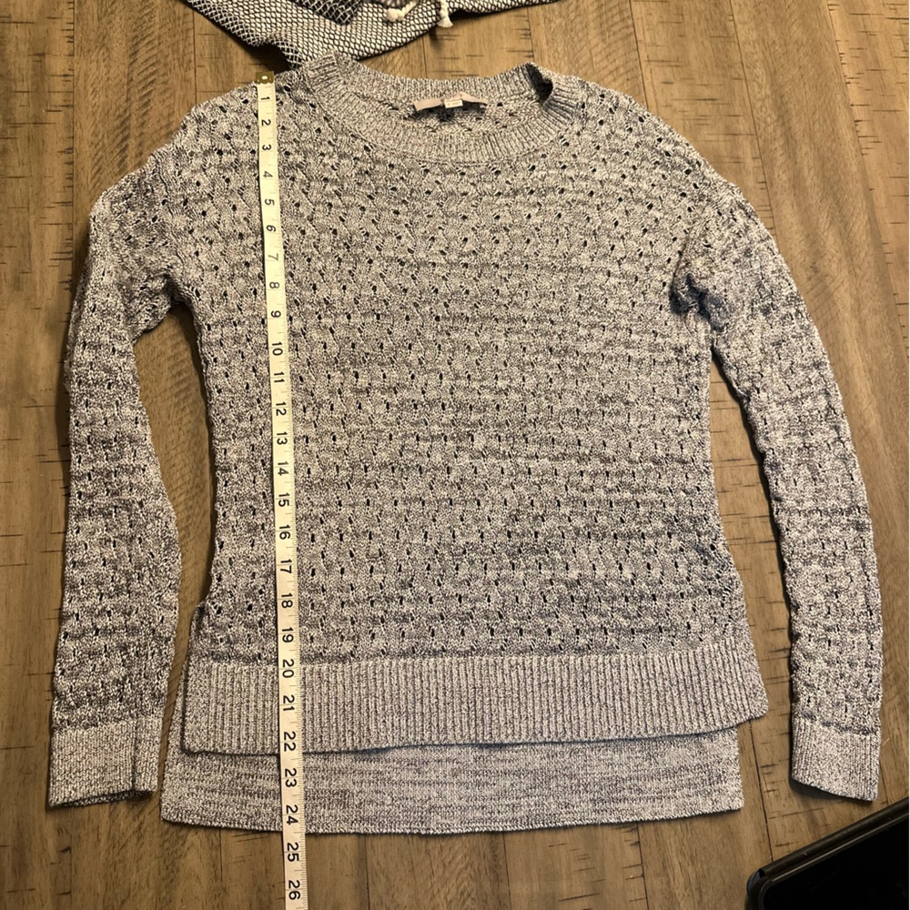 Loft High Low Hem Open Knit Marble Sweater